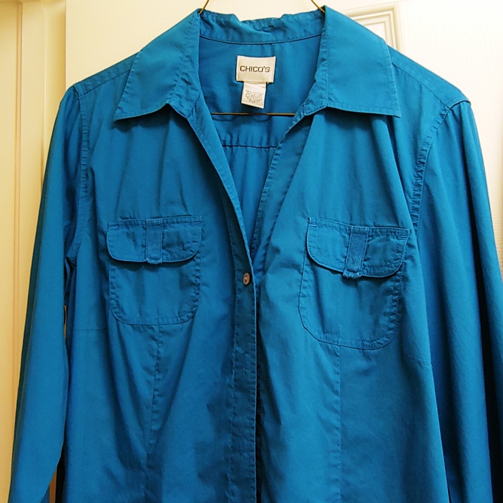 NEW MARKDOWN!!   Chicos long sleeve turquoise shirt